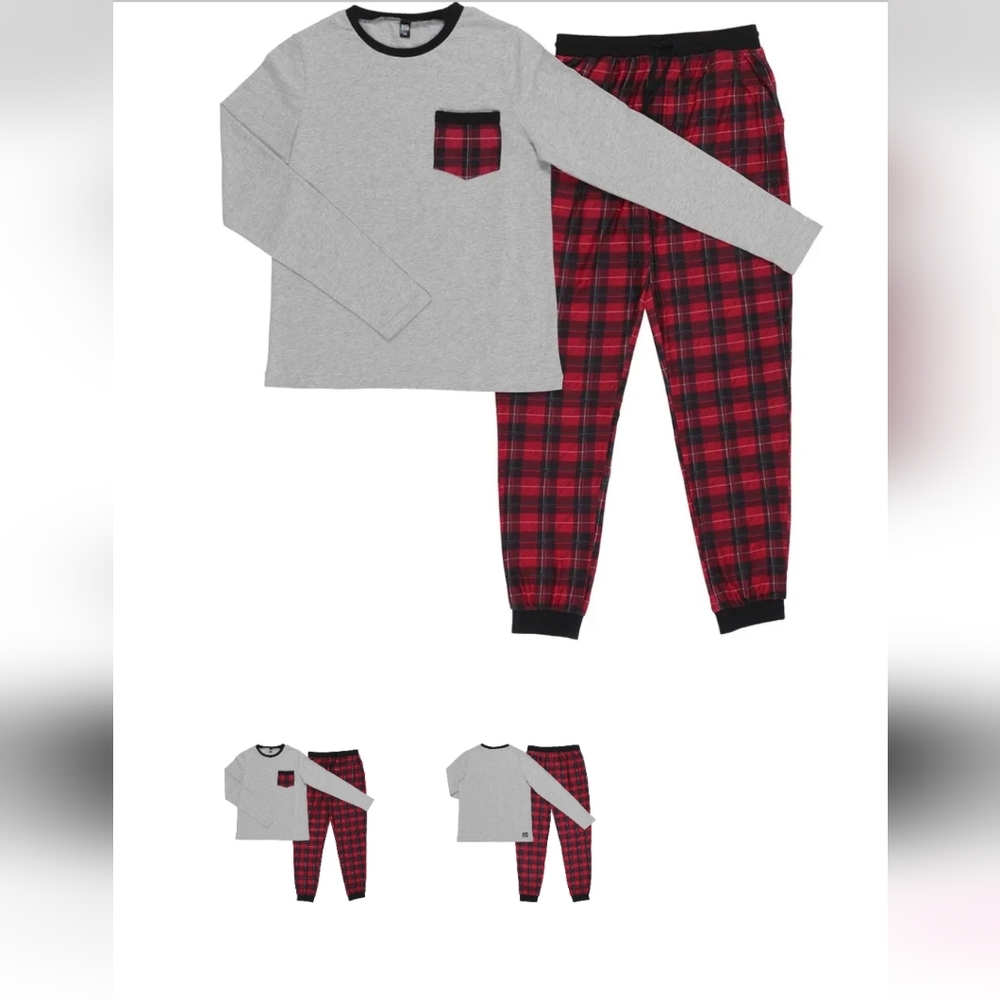 NWT Nano Gray and Red Plaid Women's Pajama Set